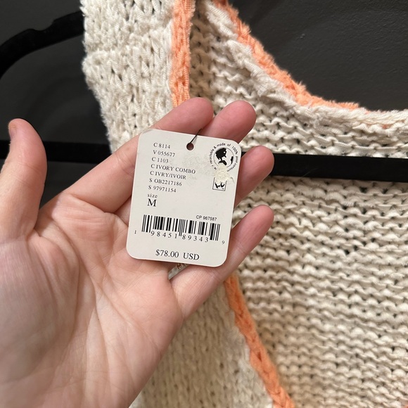 Free People | Knitted Vest Coral Cream | Medium | NWT - Picture 5 of 6